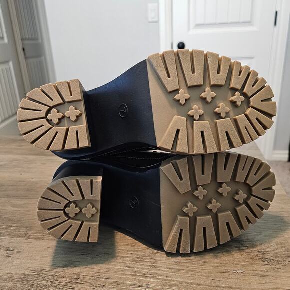 A New Day Tessa Heeled Boots Womens Size 7 Brown Chunky Round Toe Lace Up - Picture 6 of 8